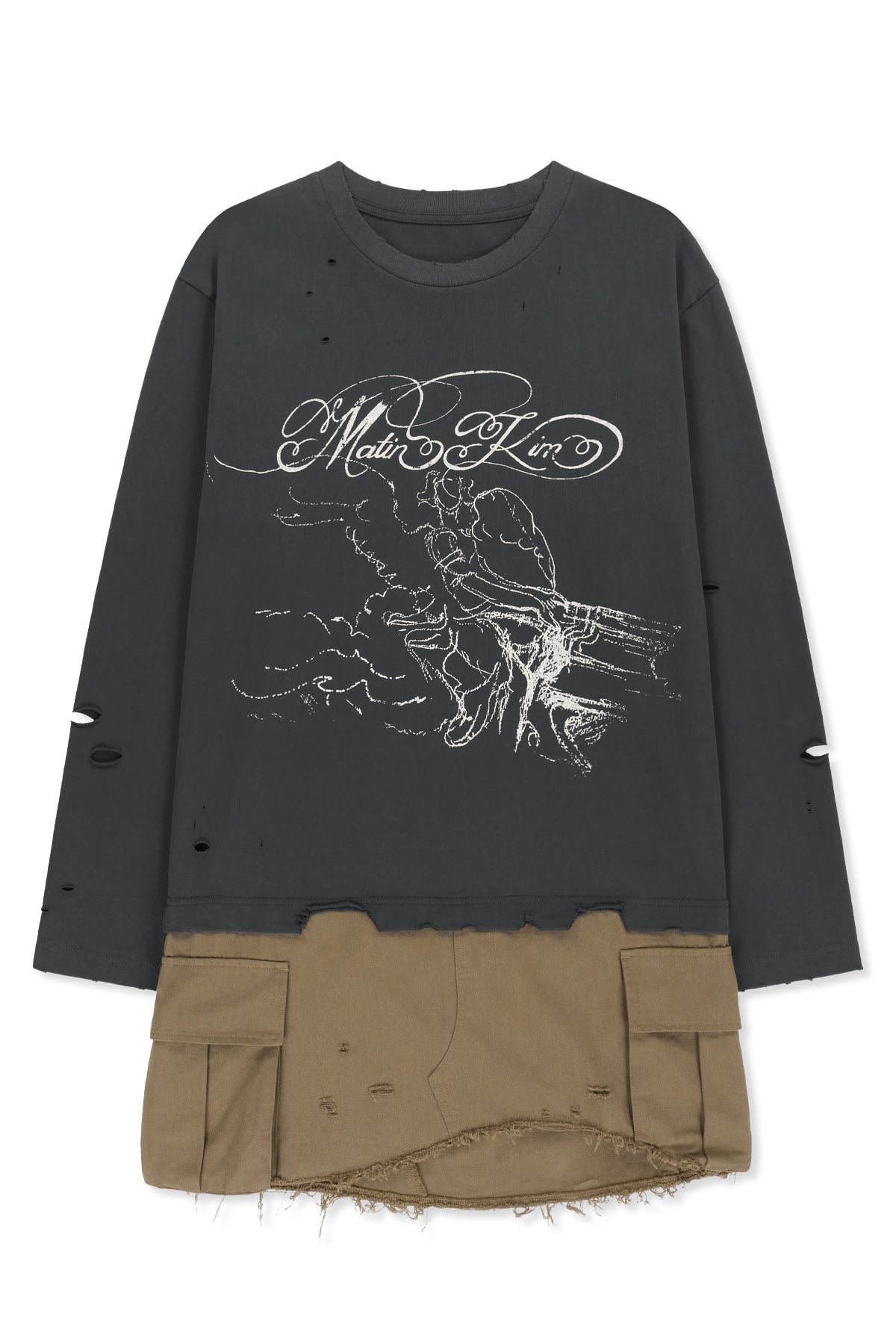 Matinkim Graphic Top Combo Dress IN Charcoal
