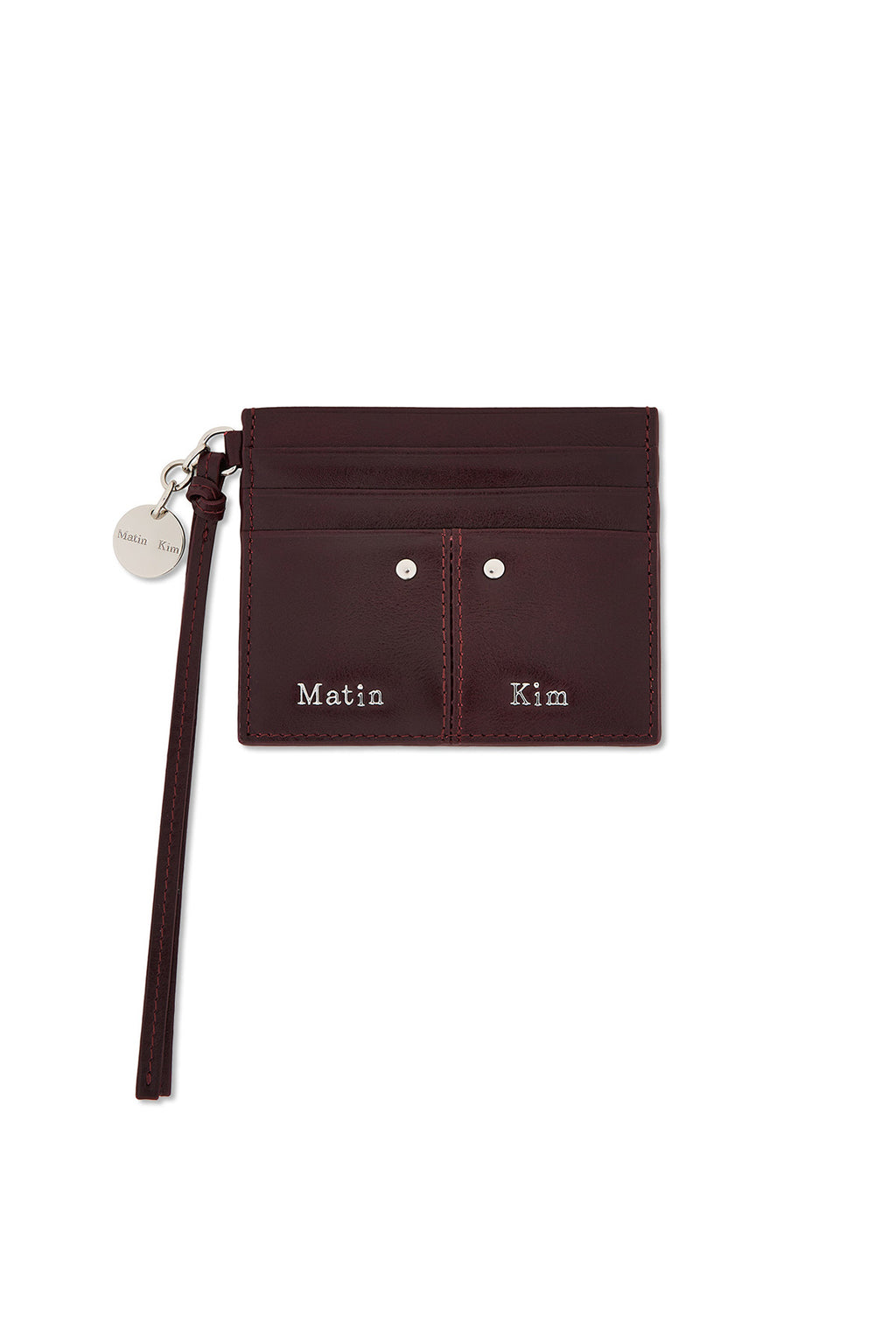 Matinkim Steel Logo Rivet Card Wallet IN Wine