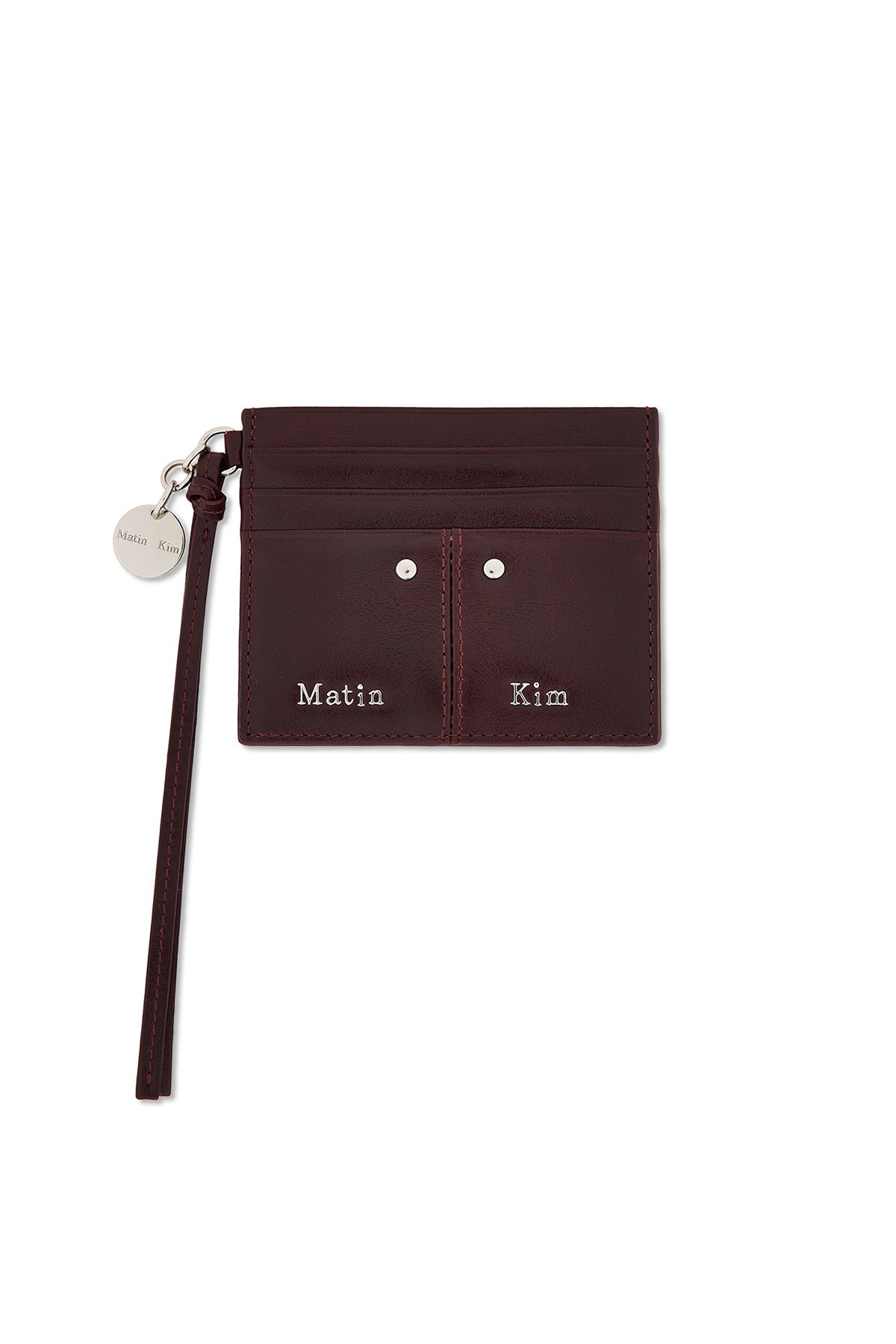 Matinkim Steel Logo Rivet Card Wallet IN Wine