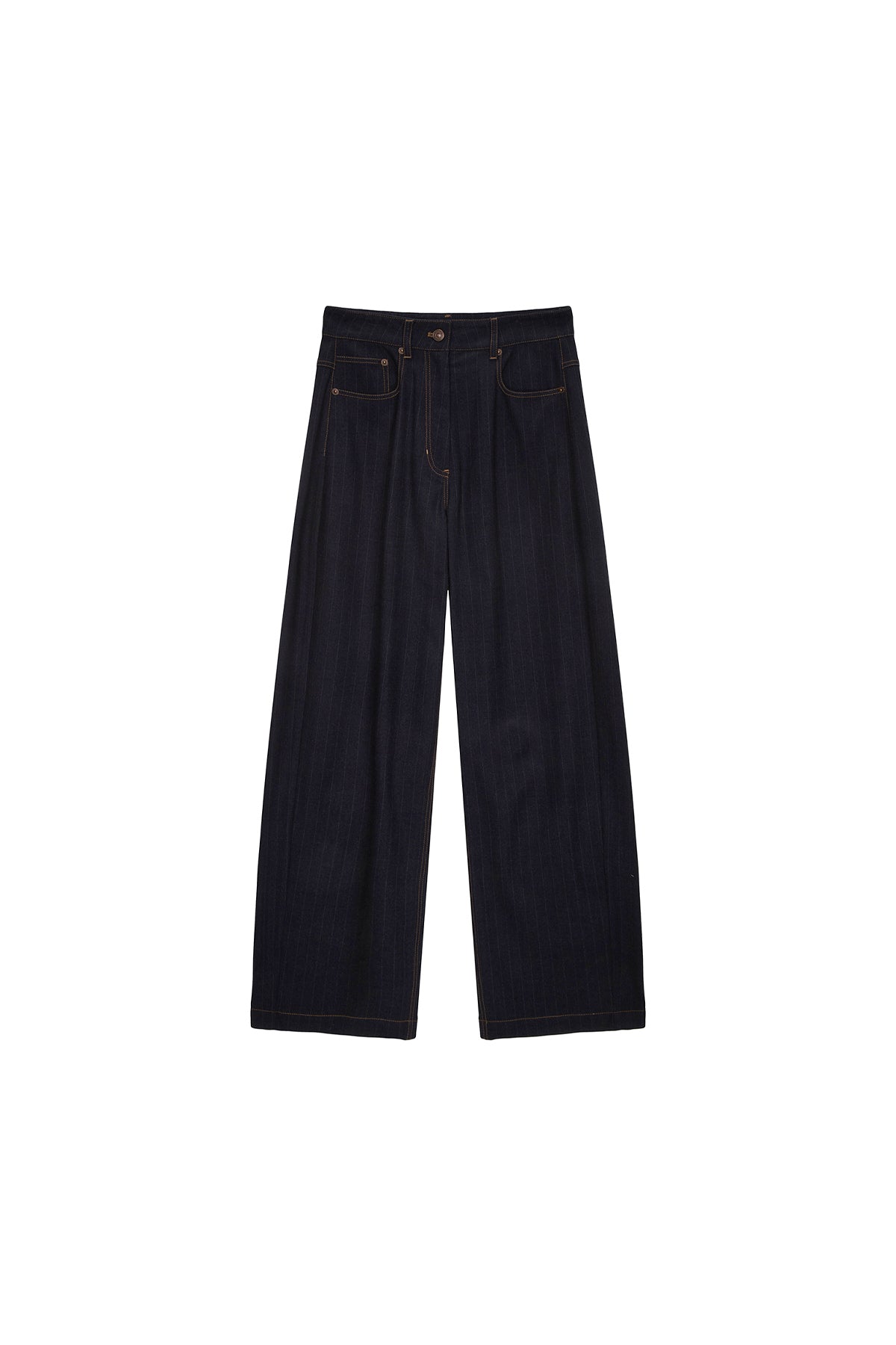 Matinkim Denim Like Stripe Wide Pants IN Navy