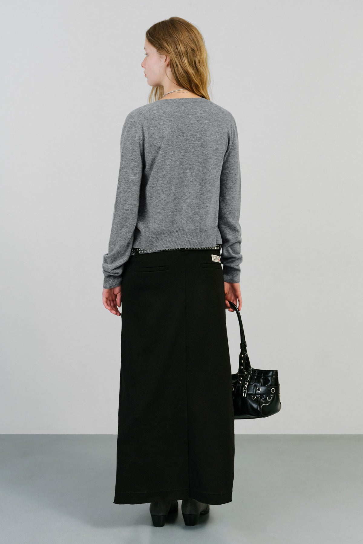 Instantfunk Belt Detail Jersey Long Skirt - Black
