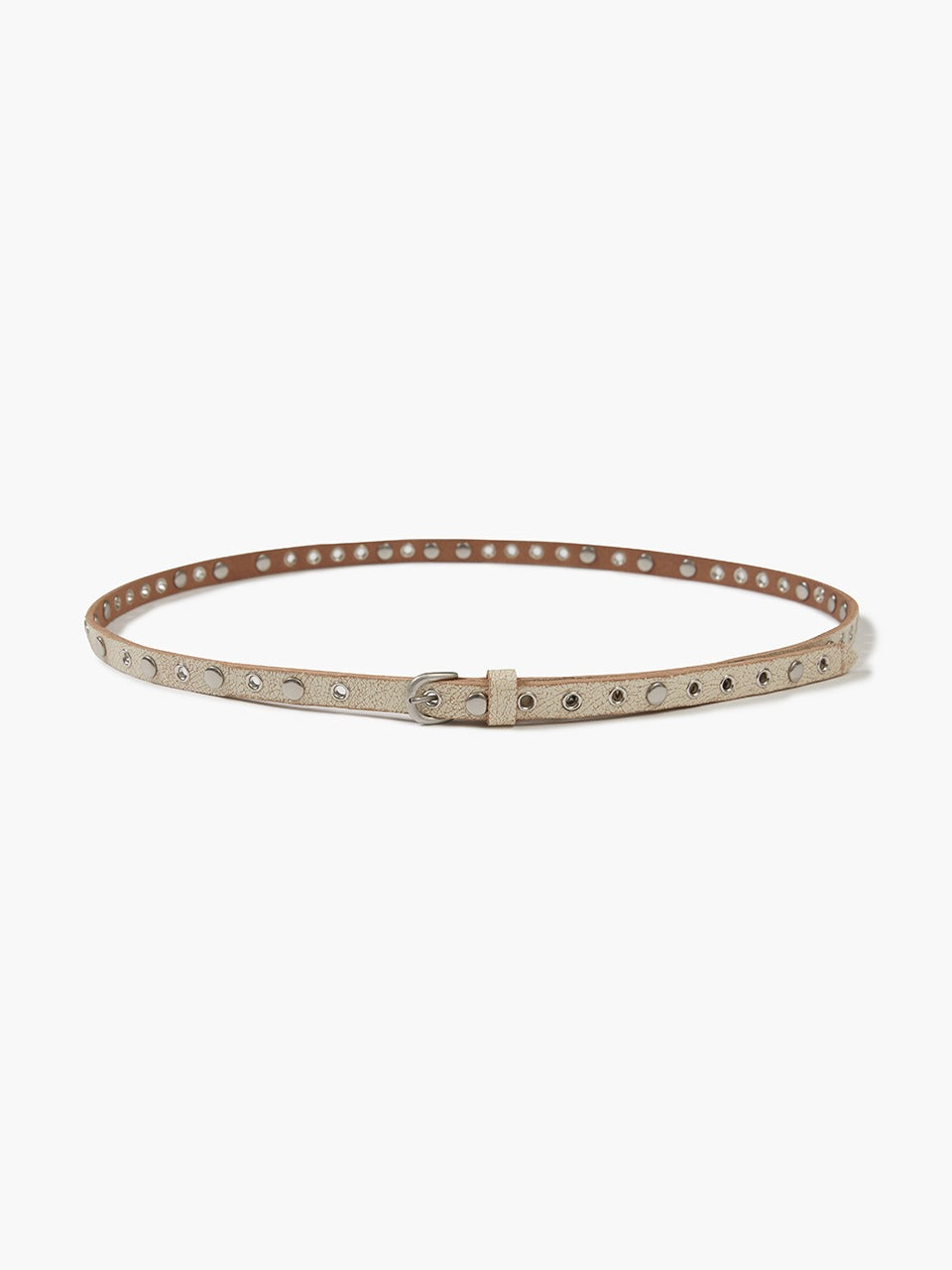 Margesherwood Slim Eyelet Crack Leather Belt ivory
