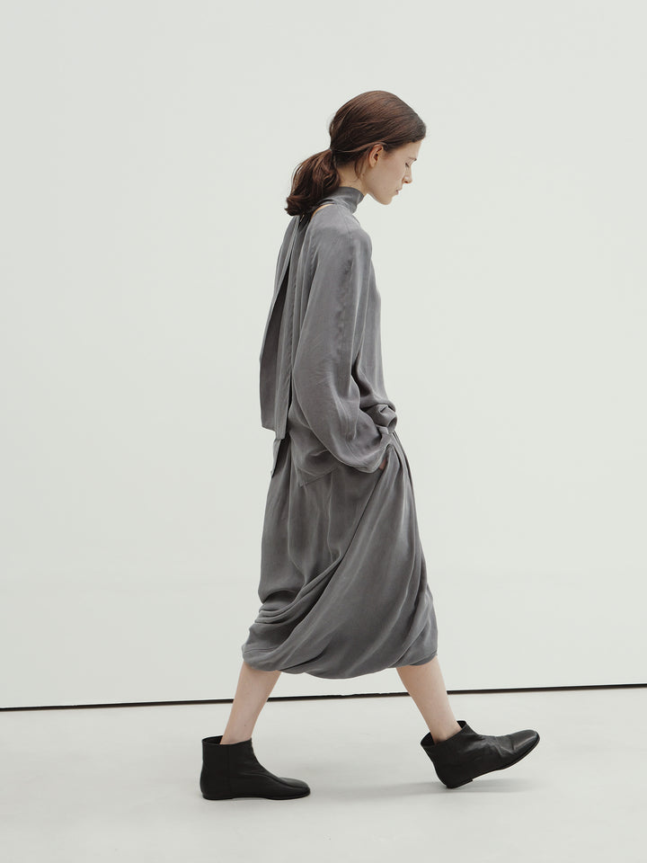Moia draped shirring skirt (gray)