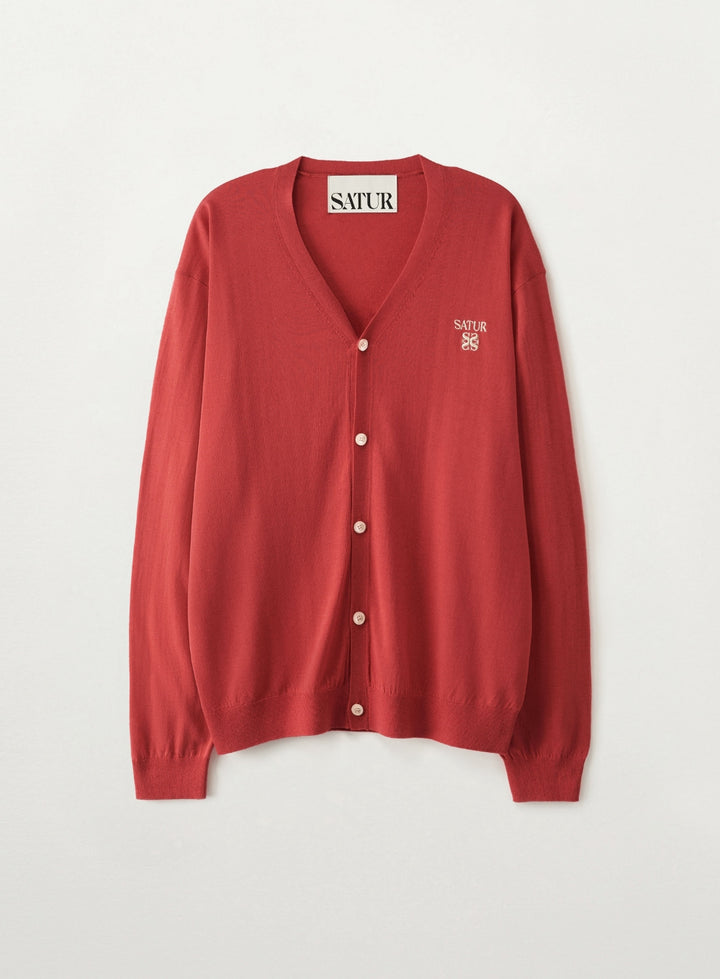 Satur Loren Linen Blend Cardigan - Red