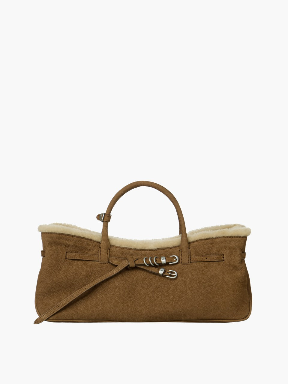 MARGESHERWOOD Grandma Used Bag beige shearling+chestnut nubuck