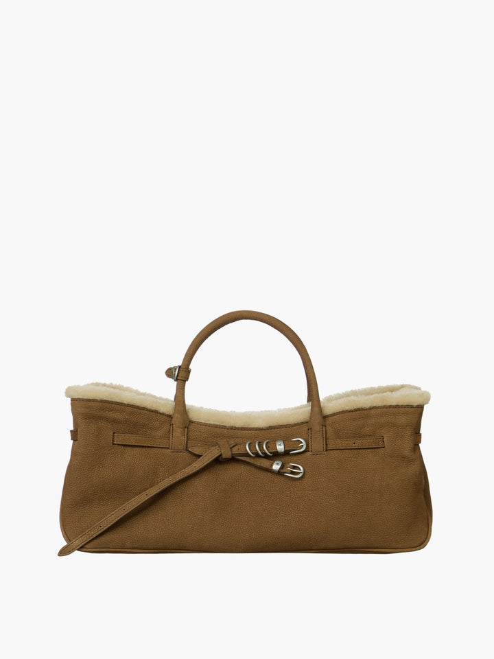 MARGESHERWOOD Grandma Used Bag beige shearling+chestnut nubuck