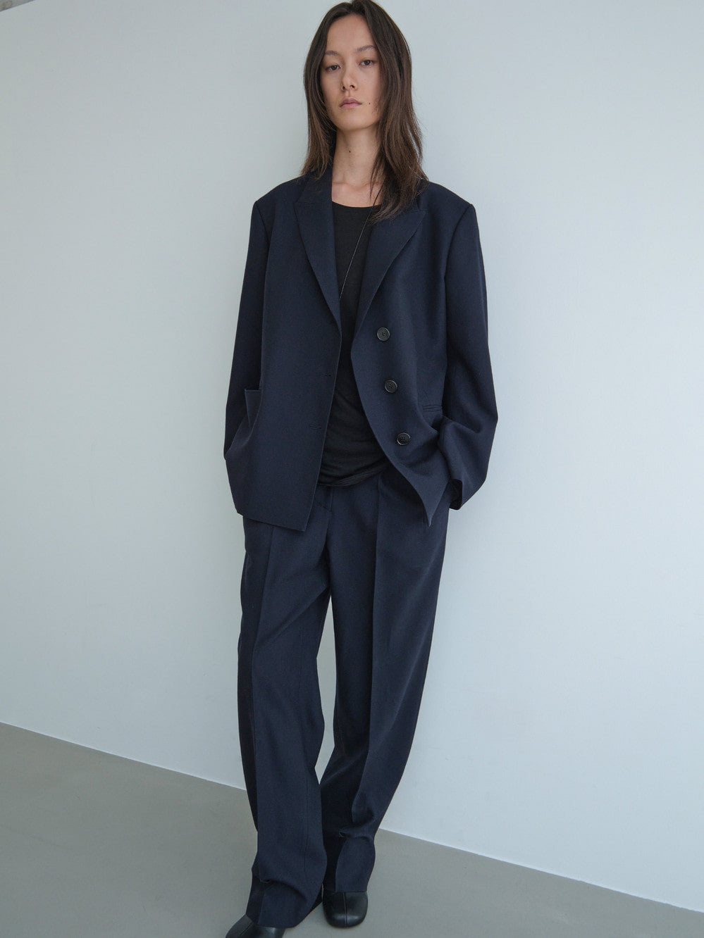 Low Classic Wool Suit Trousers Navy