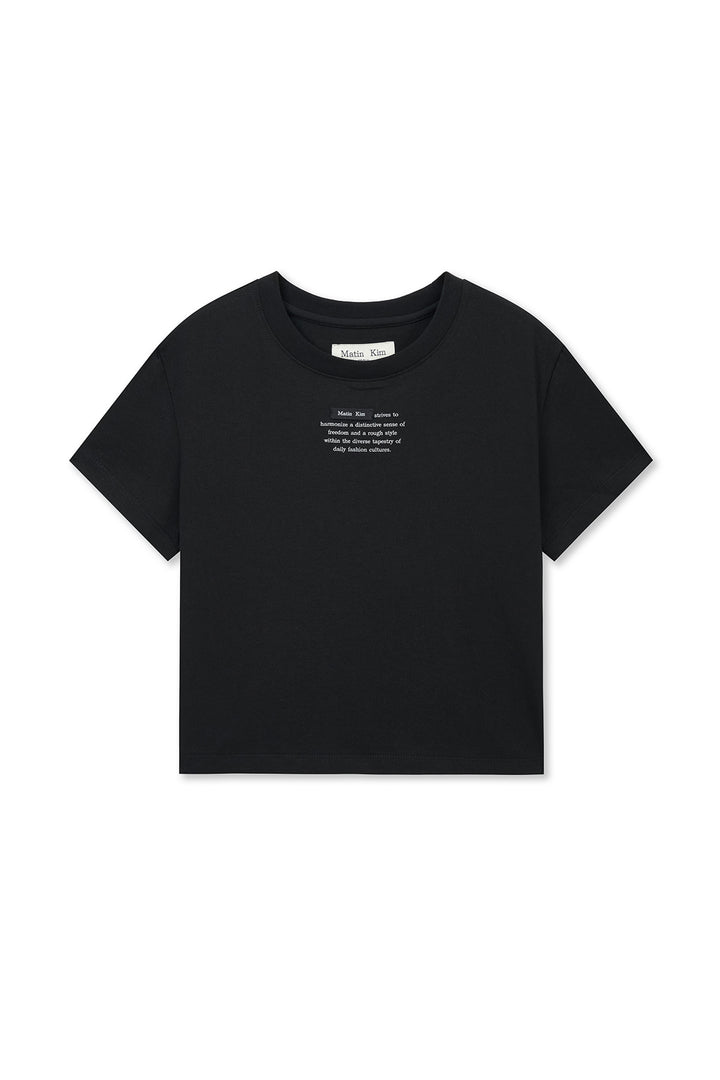 Matinkim Label Point Lettering Crop Top IN Black