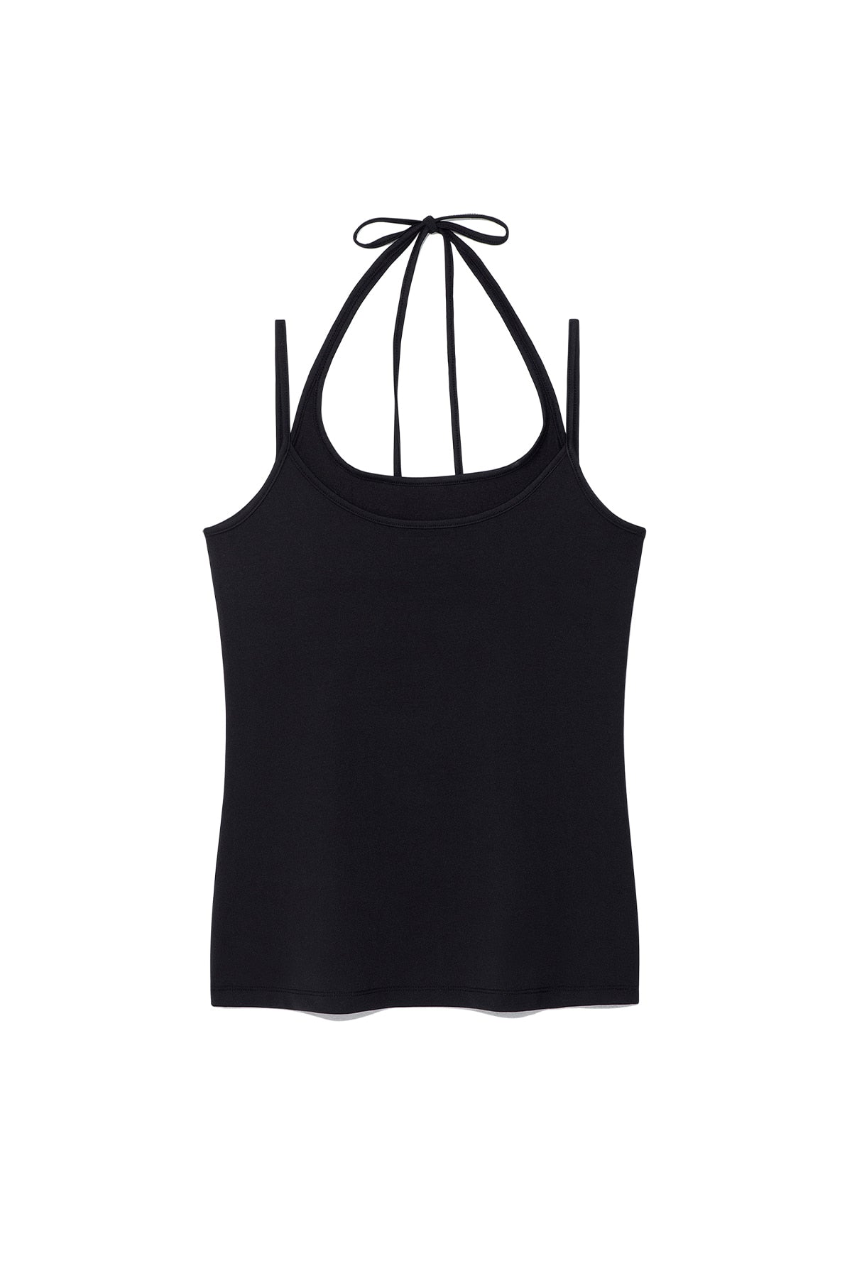 [matinkim] STRING HALTER NECK TANK TOP IN BLACK