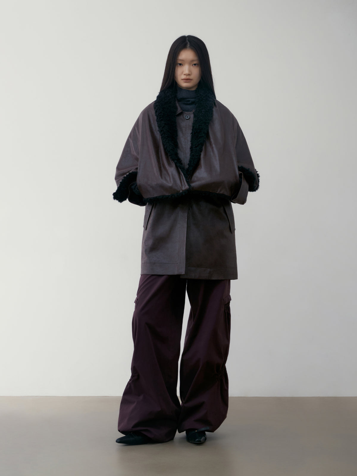Low Classic Creased Leather Coat Brown