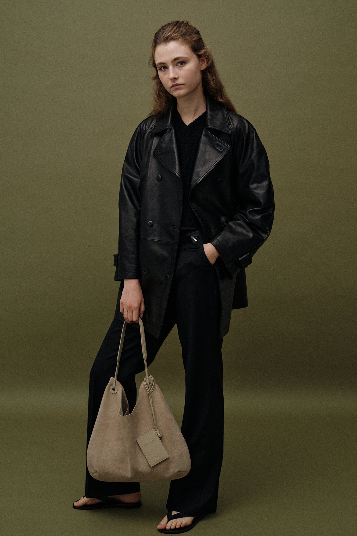 Nothing Written Medium shoulder hobo bag (Black suede)