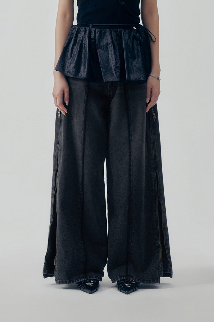 Treemingbird Glossy Layered Skirt Black