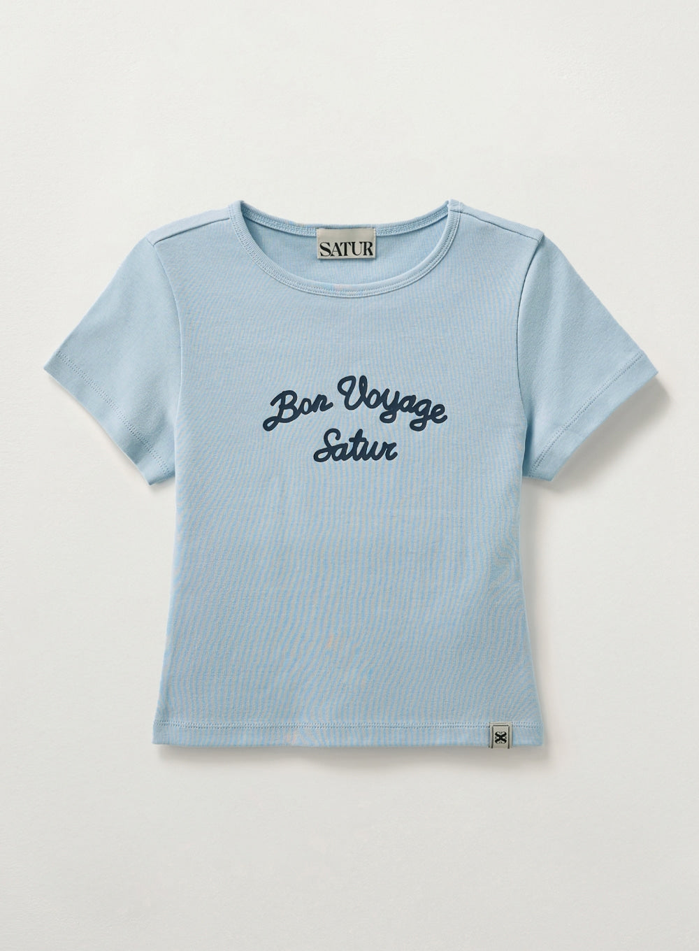 [satur] (W) Bon Voyage Slim Fit Crop T-Shirt - Sky Blue