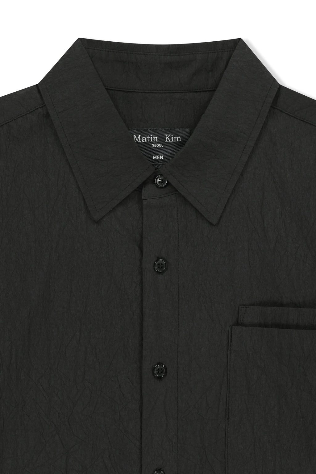 [matinkim] Small Logo Over Fit Shirt For Men IN Charcoal