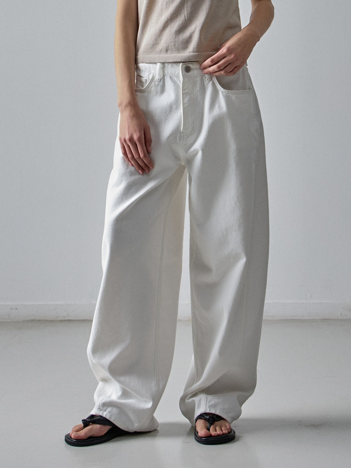 Facade Pattern Wide Tapered Denim clean white