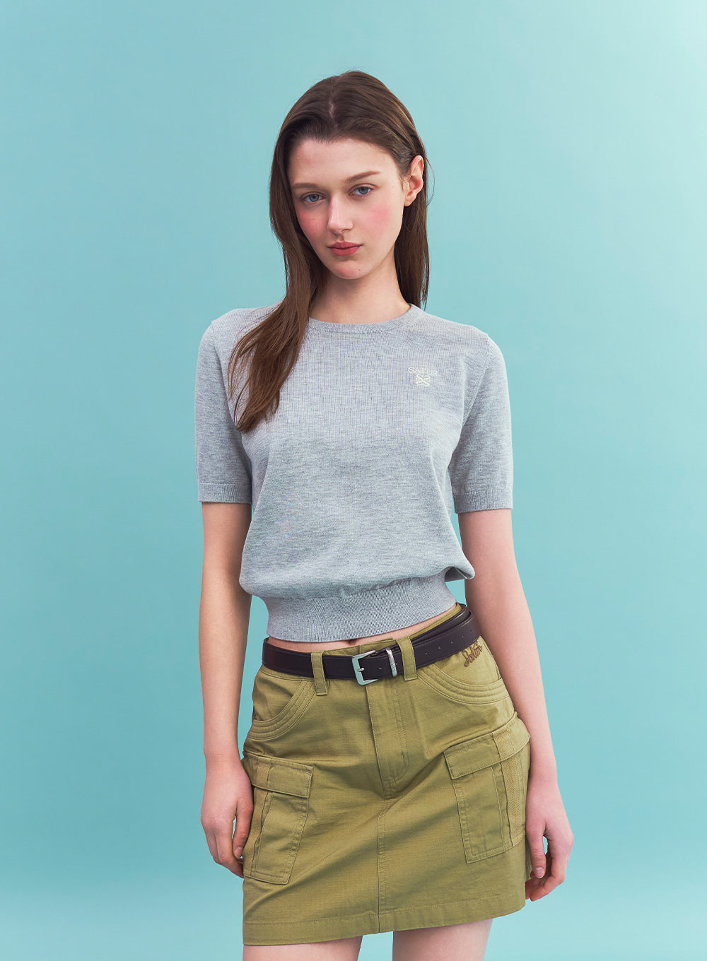 Satur (W) Loren Fine Half Knit - Melange Gray