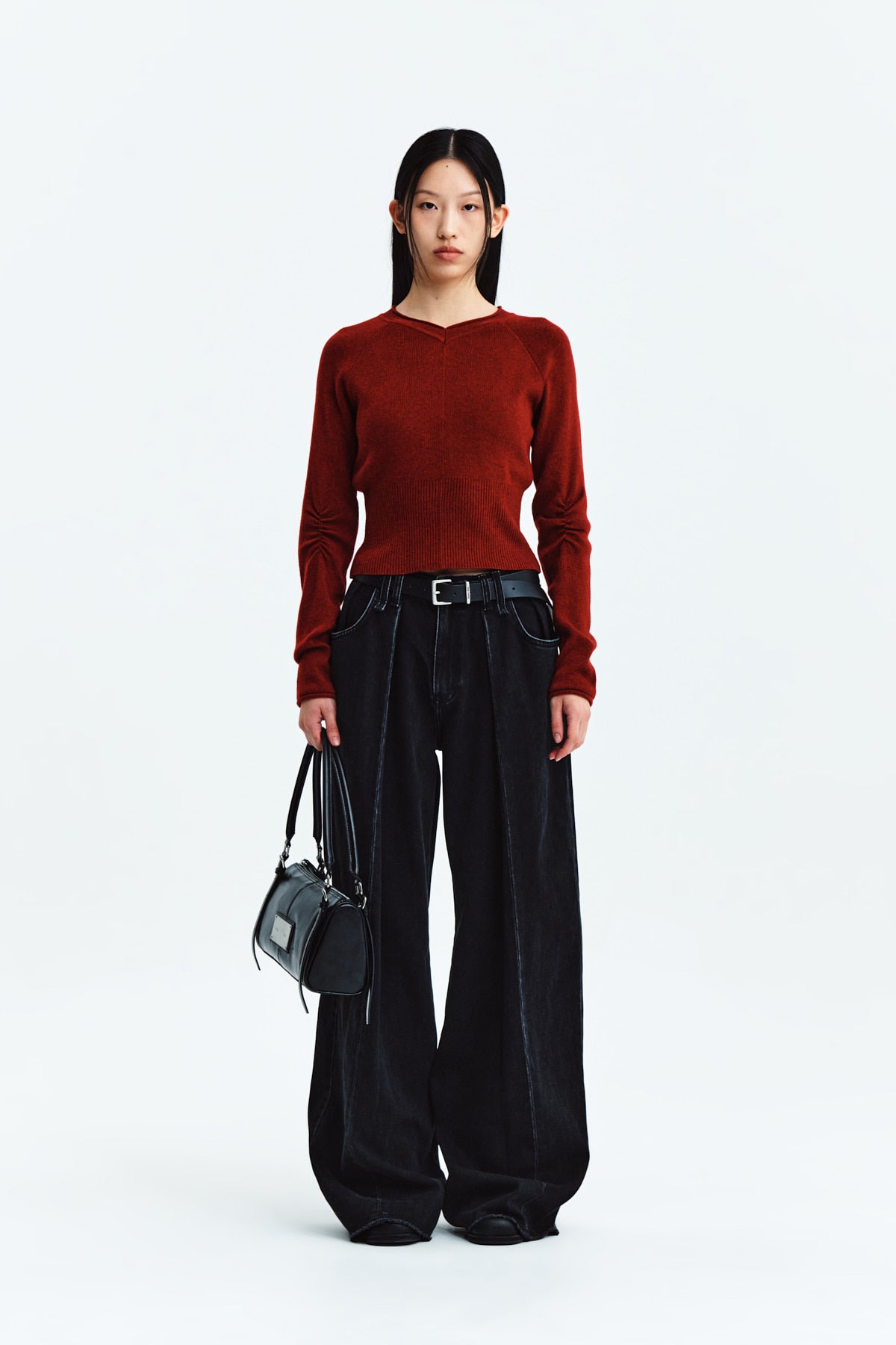 Matinkim Tuck Point Wide Denim Pants IN Black