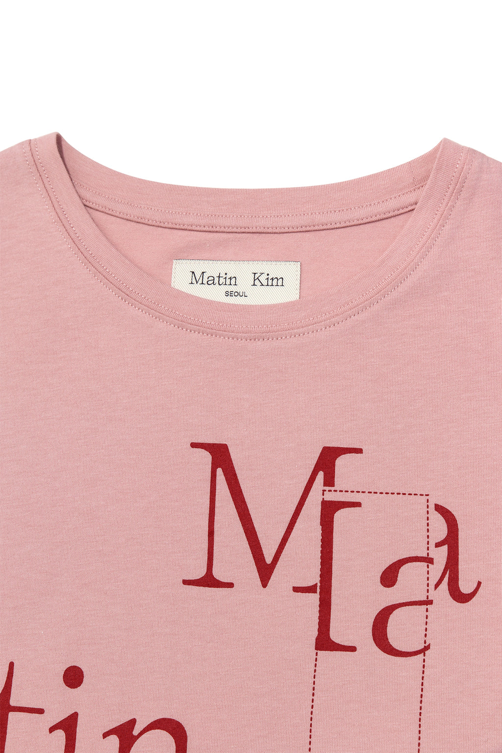 [matinkim] PATCHWORK GRAPHIC PRINTING LOGO TOP IN PINK