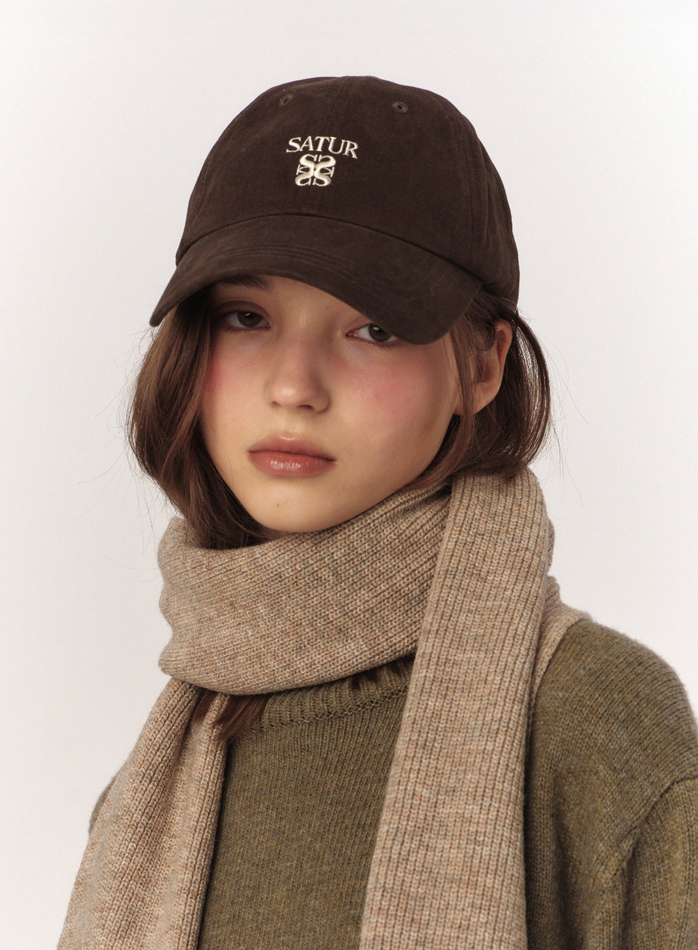 [satur] Loren Apero Small Logo Ball Cap - Brown