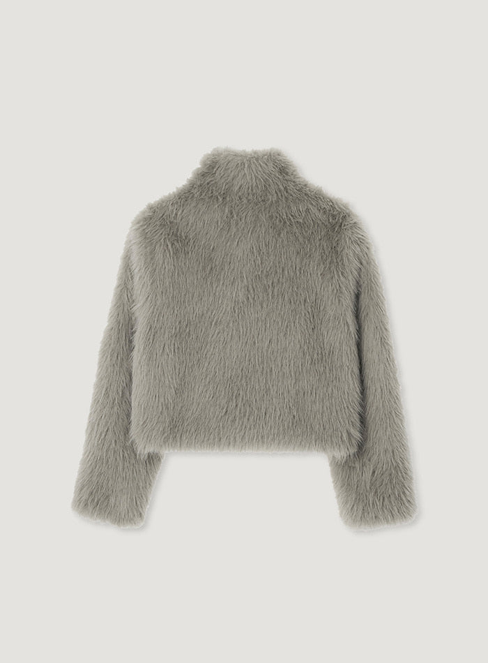 Mango Maniplease Antique Fur Jacket Grey