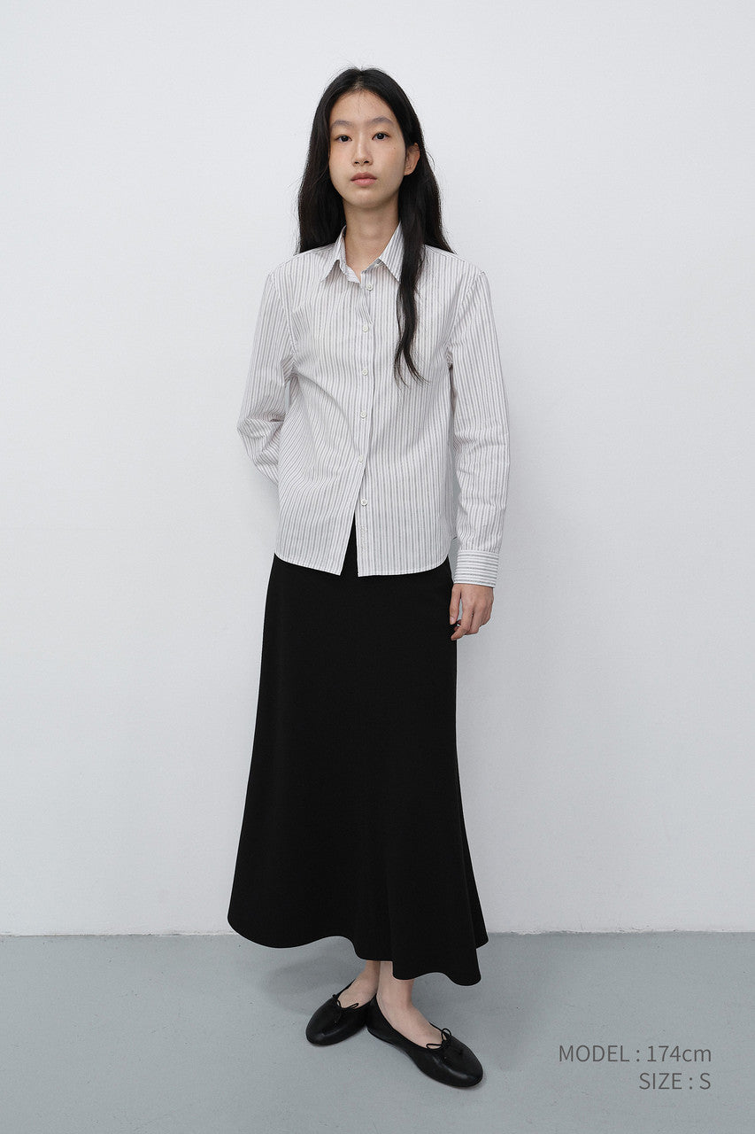 Dunst Essential Slim Striped Shirt Grey Stripe