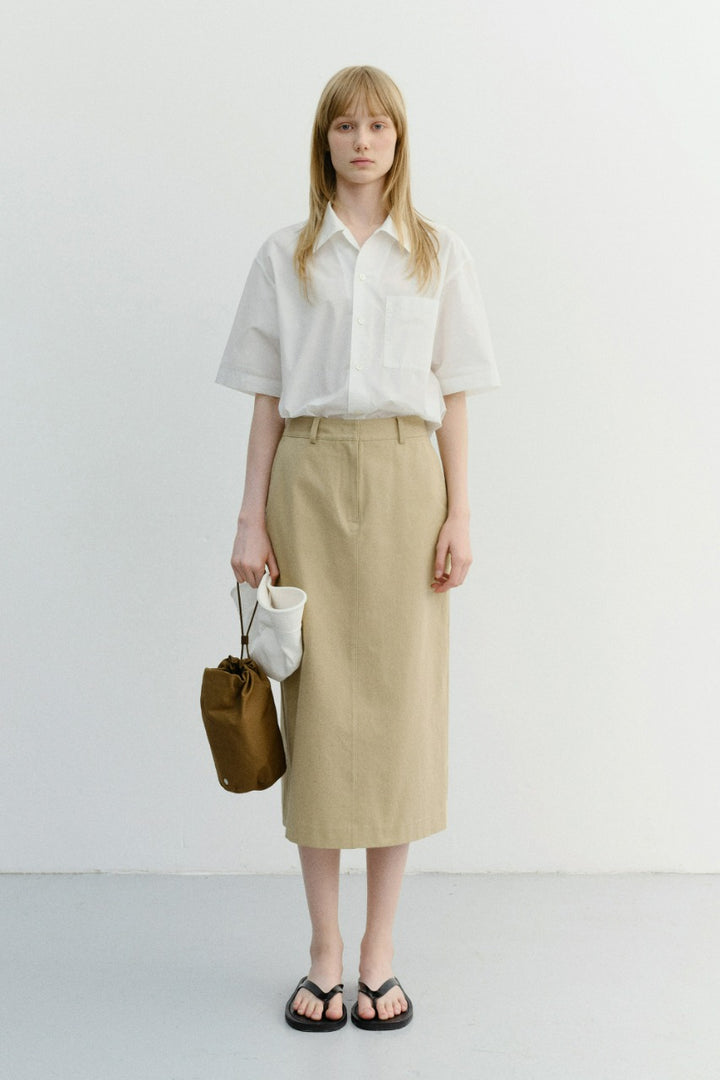 Dunst H-Line Cotton Long Skirt Beige