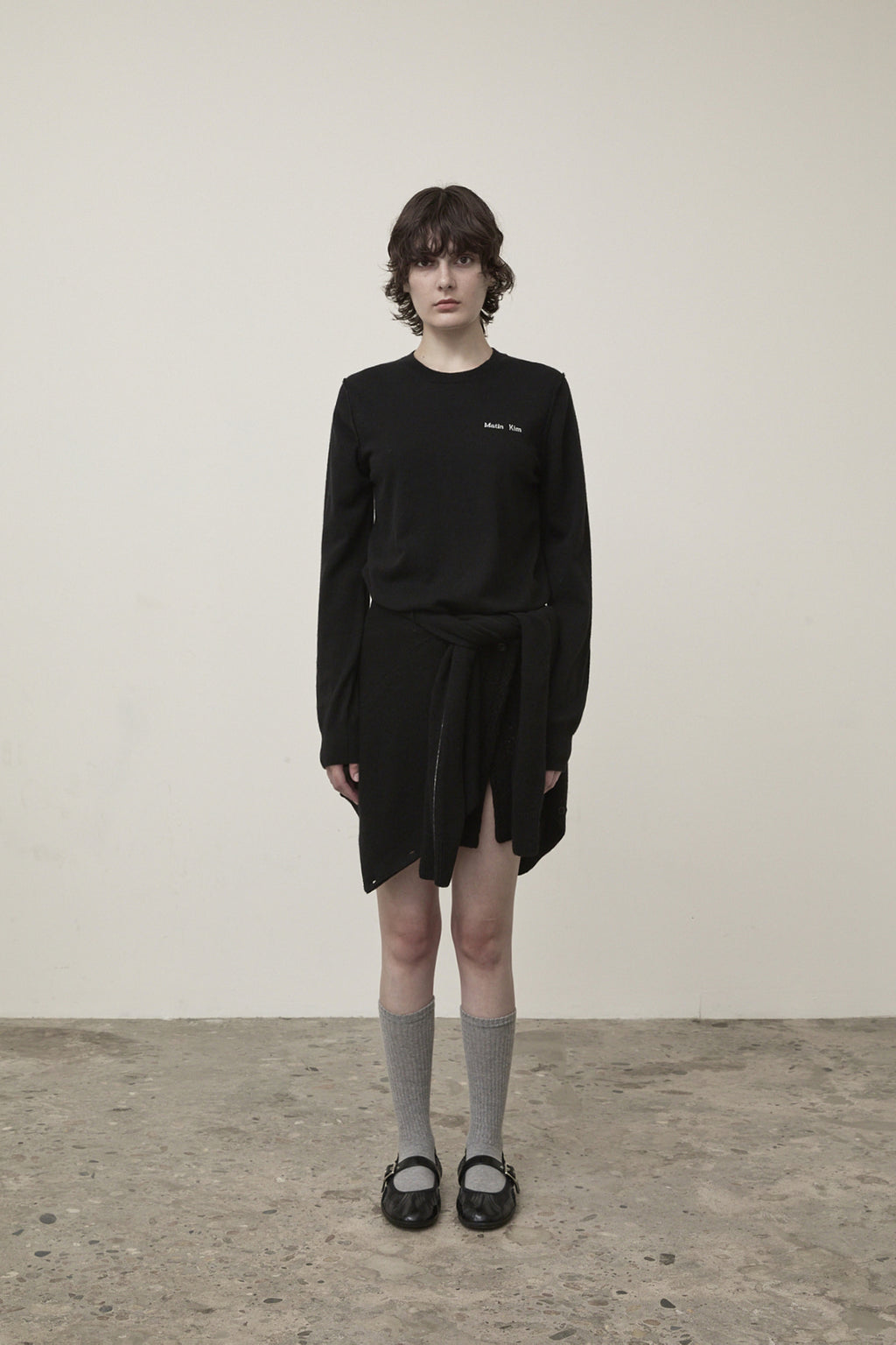 Matinkim Cashmere Blended Round Knit Pullover IN Black