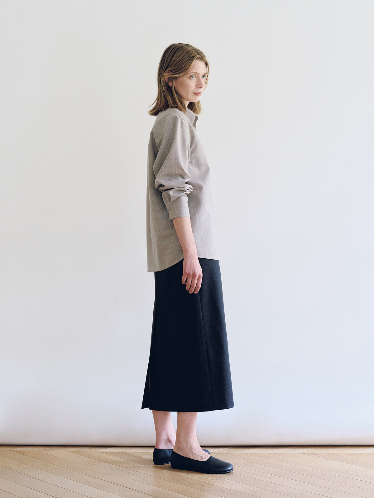Nothing Written Noa Wool Shirt (Ash Gray Stripe)