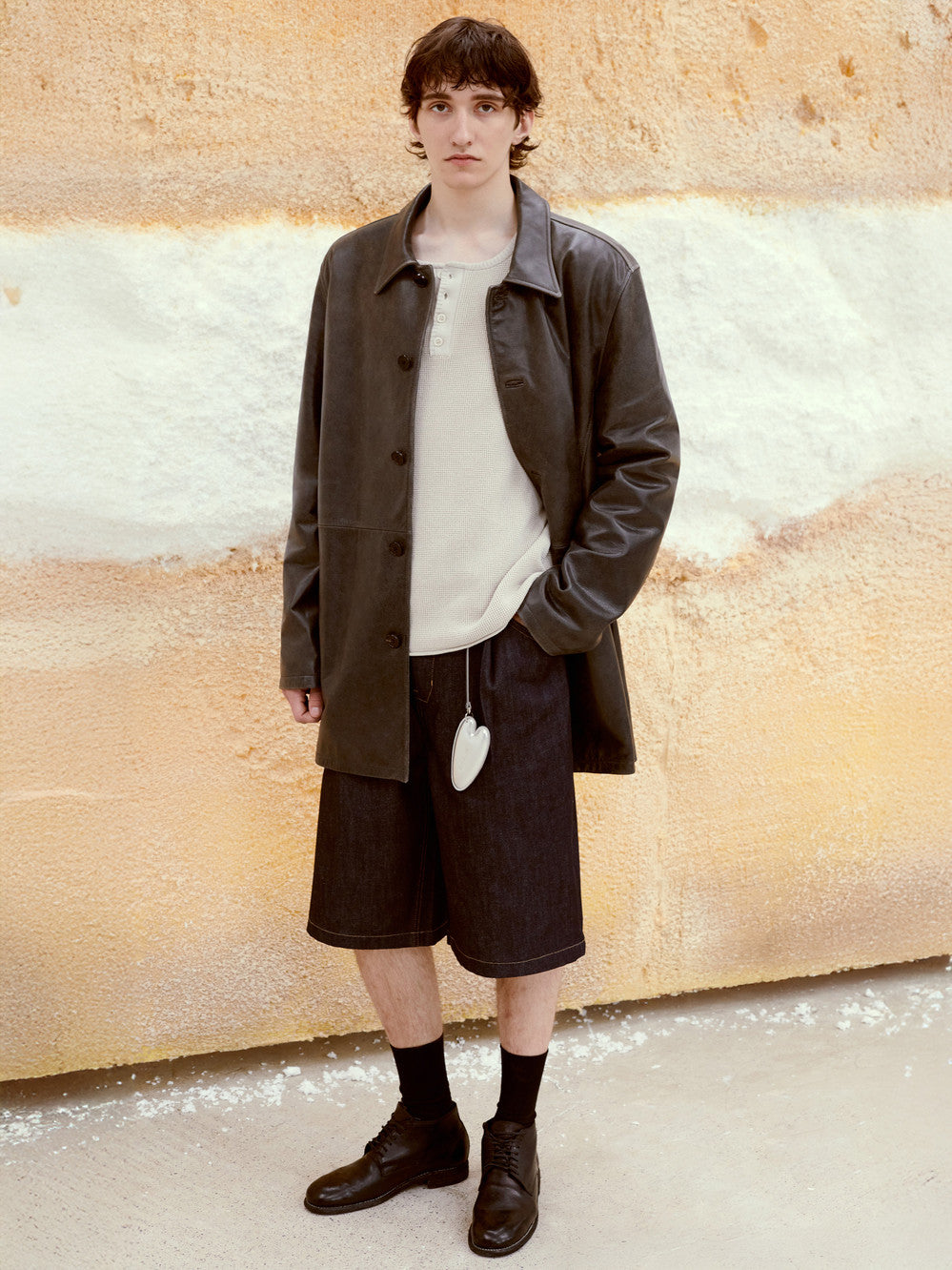 Low Classic Real Leather Half Coat Black