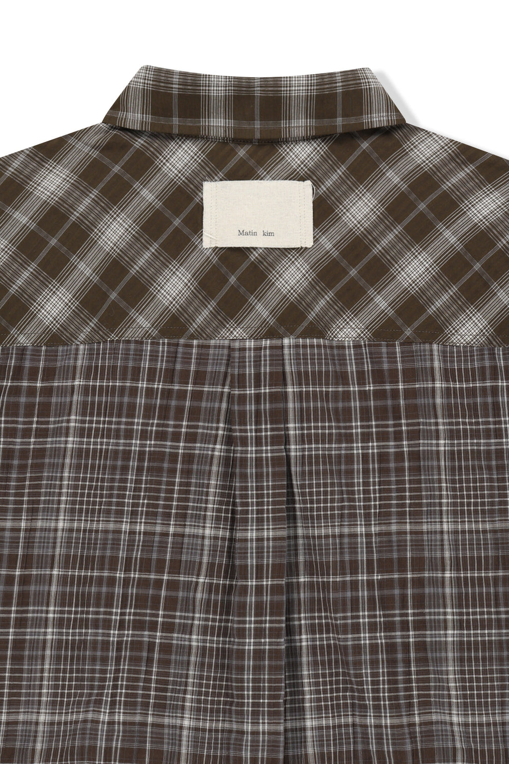 Matinkim Mixed Check Over Fit Shirt IN Brown
