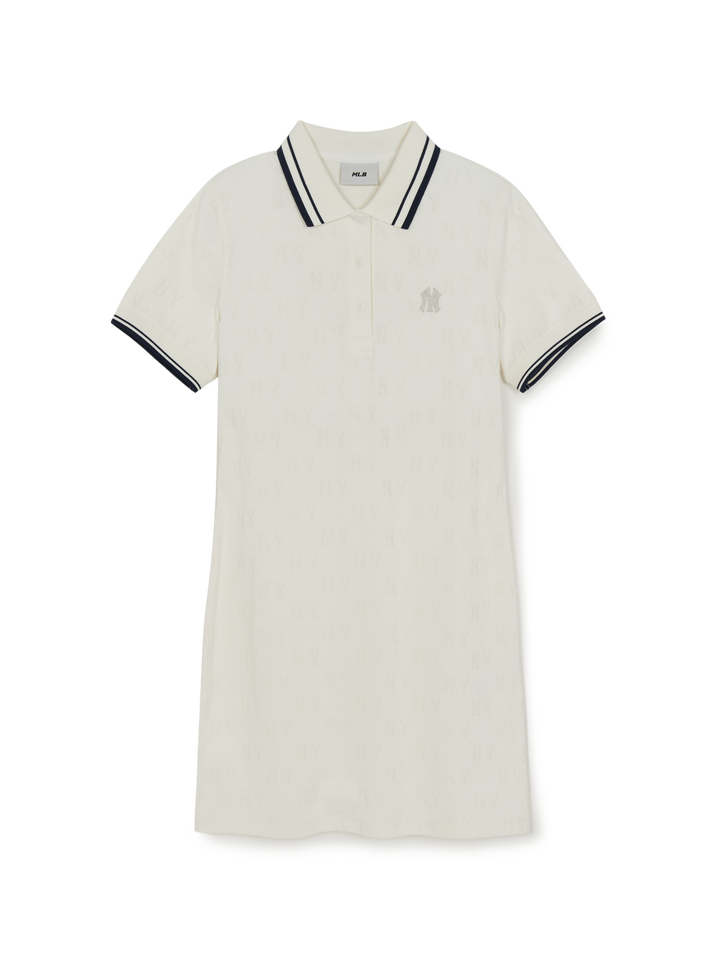 MLB Korea Women's Classic Monogram Tone-on-Tone Jacquard Collar Ops