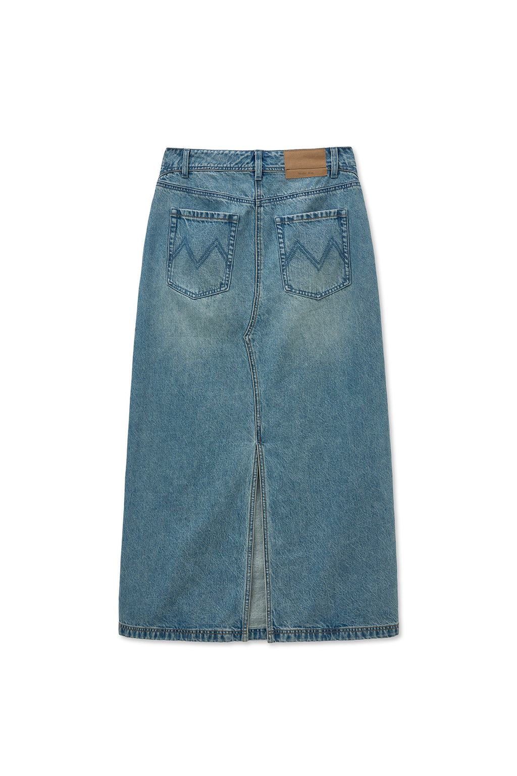 [matinkim] DAMAGE POINT LONG DENIM SKIRT IN BLUE