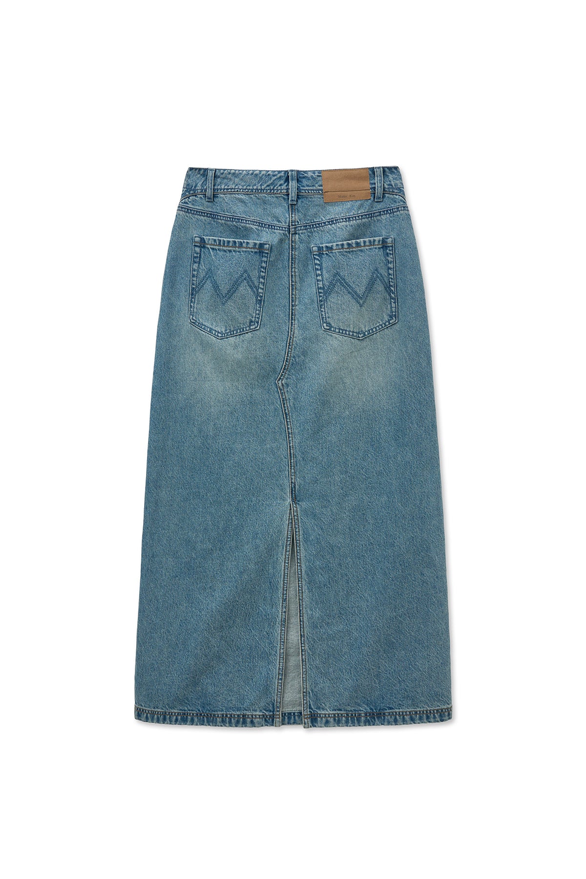 [matinkim] DAMAGE POINT LONG DENIM SKIRT IN BLUE