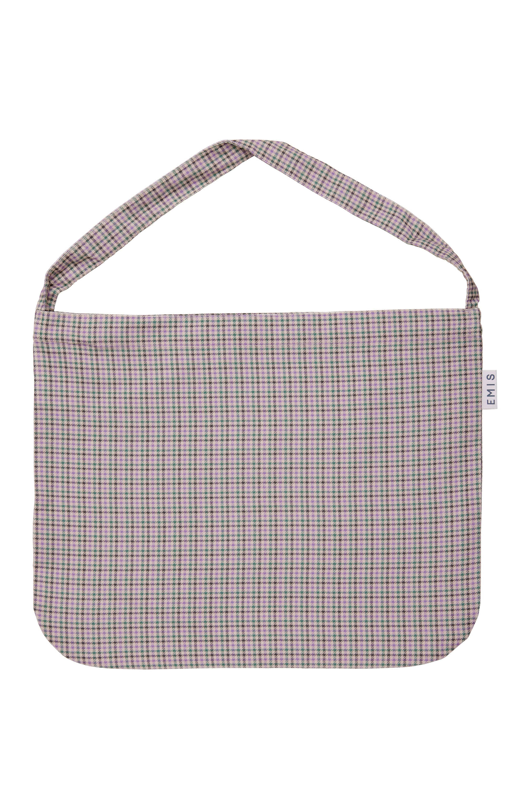 CHECK PATTERN CORDUROY ECO BAG-PURPLE/BLUE GREEN