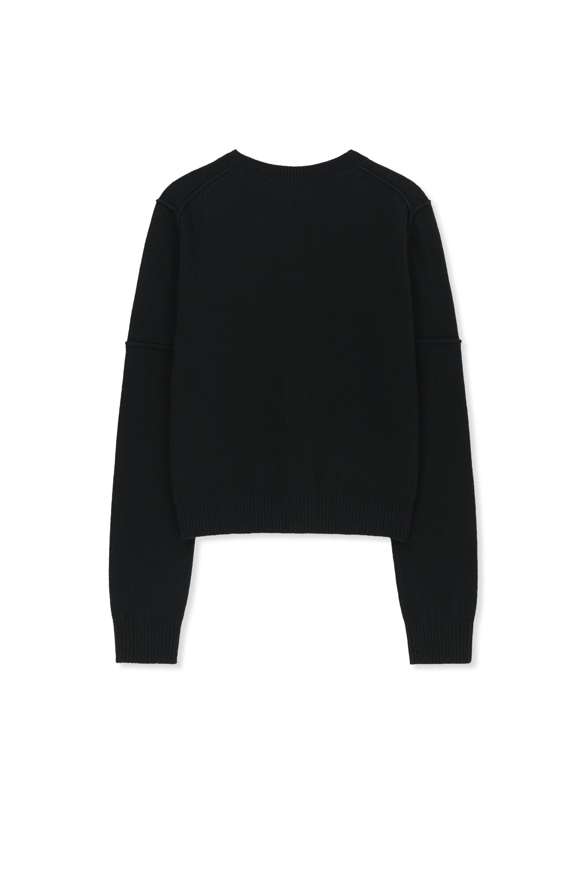 Matinkim Cashmere Blended Cutline Round Cardigan IN Black