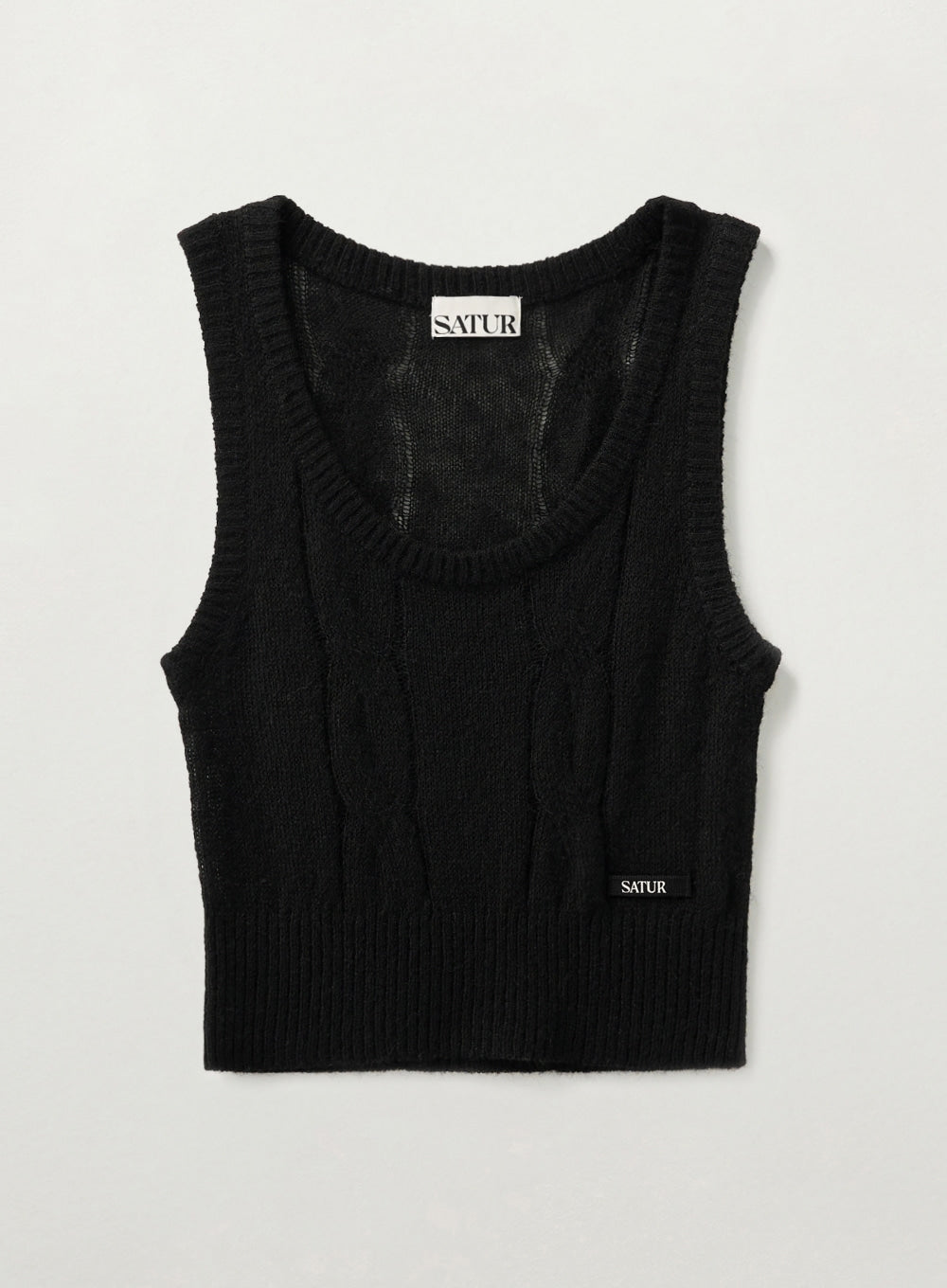 [satur] (W) Mohair Crop Knit Vest - Black