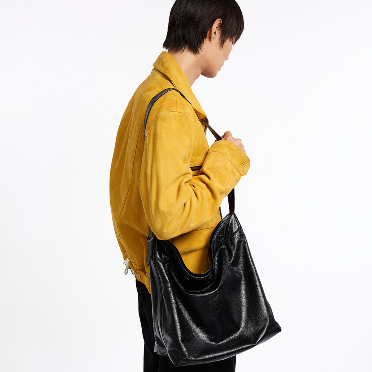 Vunque Perfec Button Up Soft Hobo L Black
