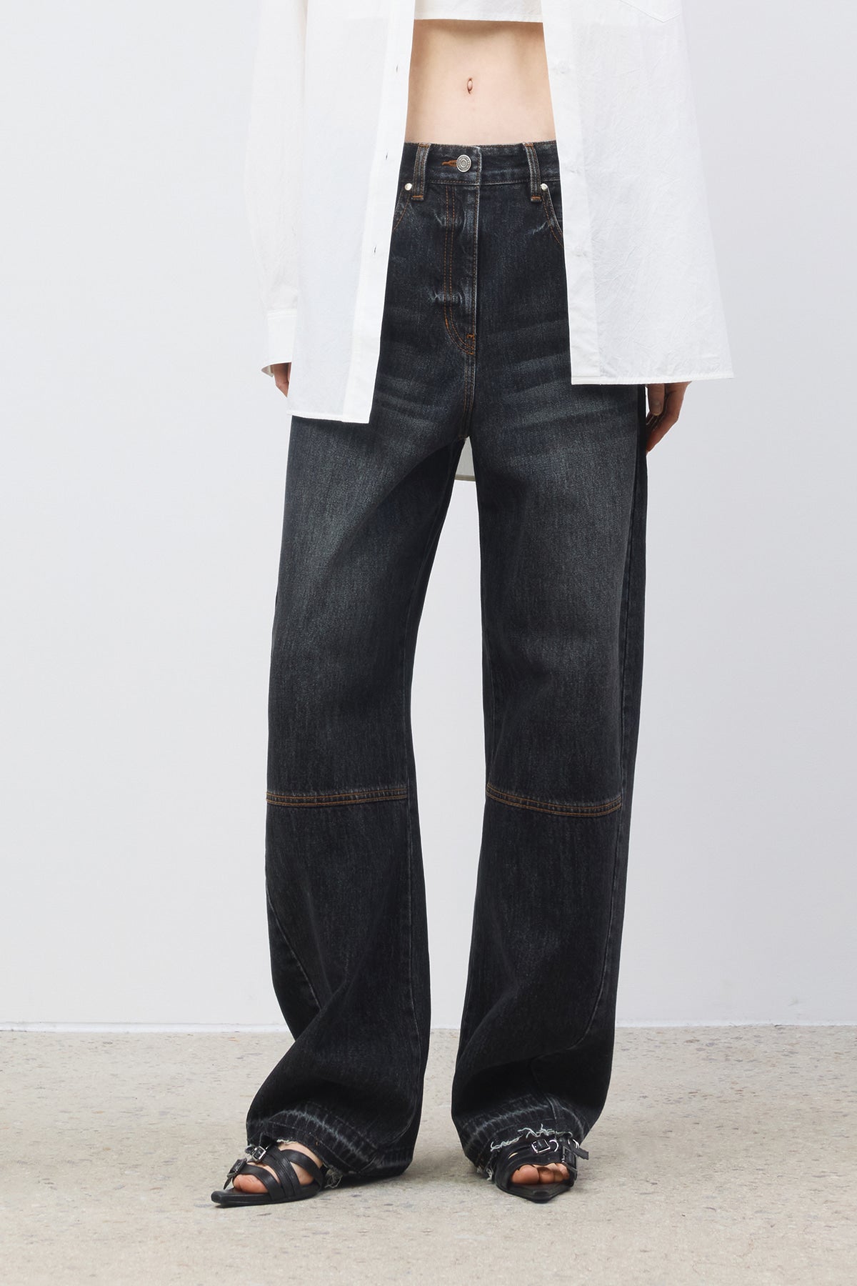 Matinkim Twisted Seam Denim Pants IN Dark Grey