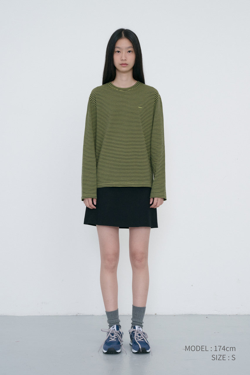 Dunst Unisex Muted Striped T-Shirt Olive Khaki