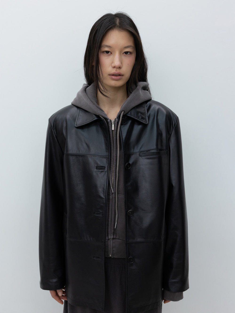 Low Classic Real Leather Work Jacket Black Leather