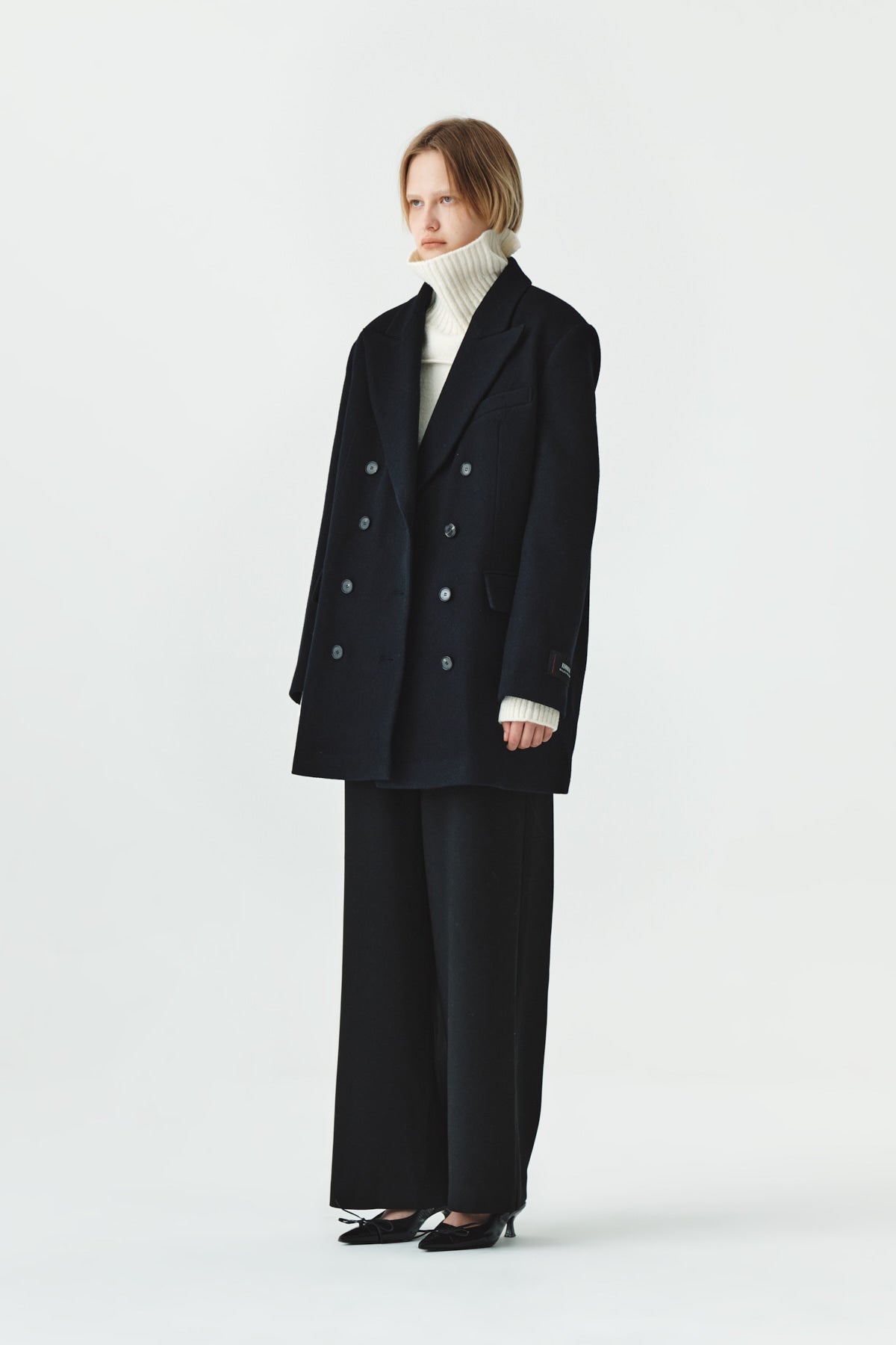 Matinkim Overfit Midi Double Coat IN Navy