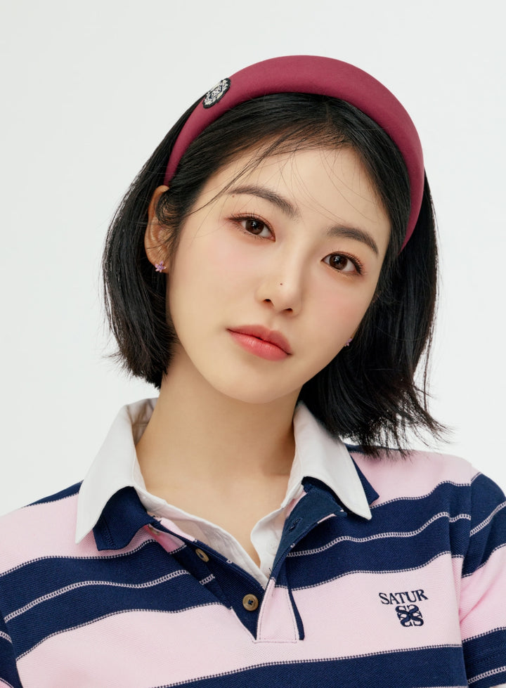 Satur Crest Logo Hairband - Burgundy
