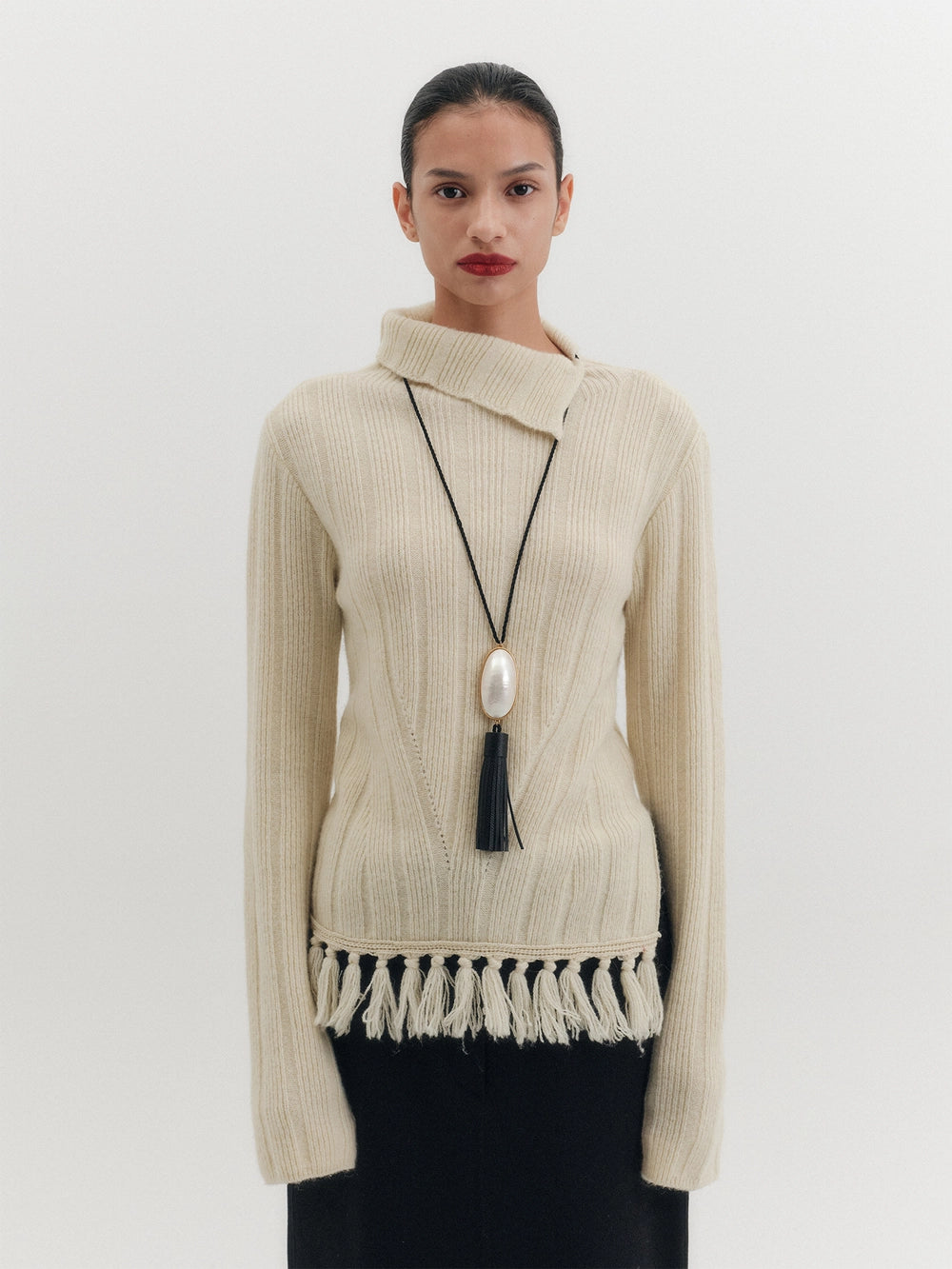 EENK Funnel Neck Knitwear Top - Ivory
