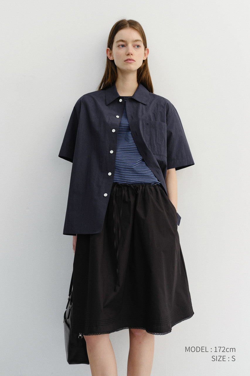 Dunst Unisex Open Collared Shirt Navy