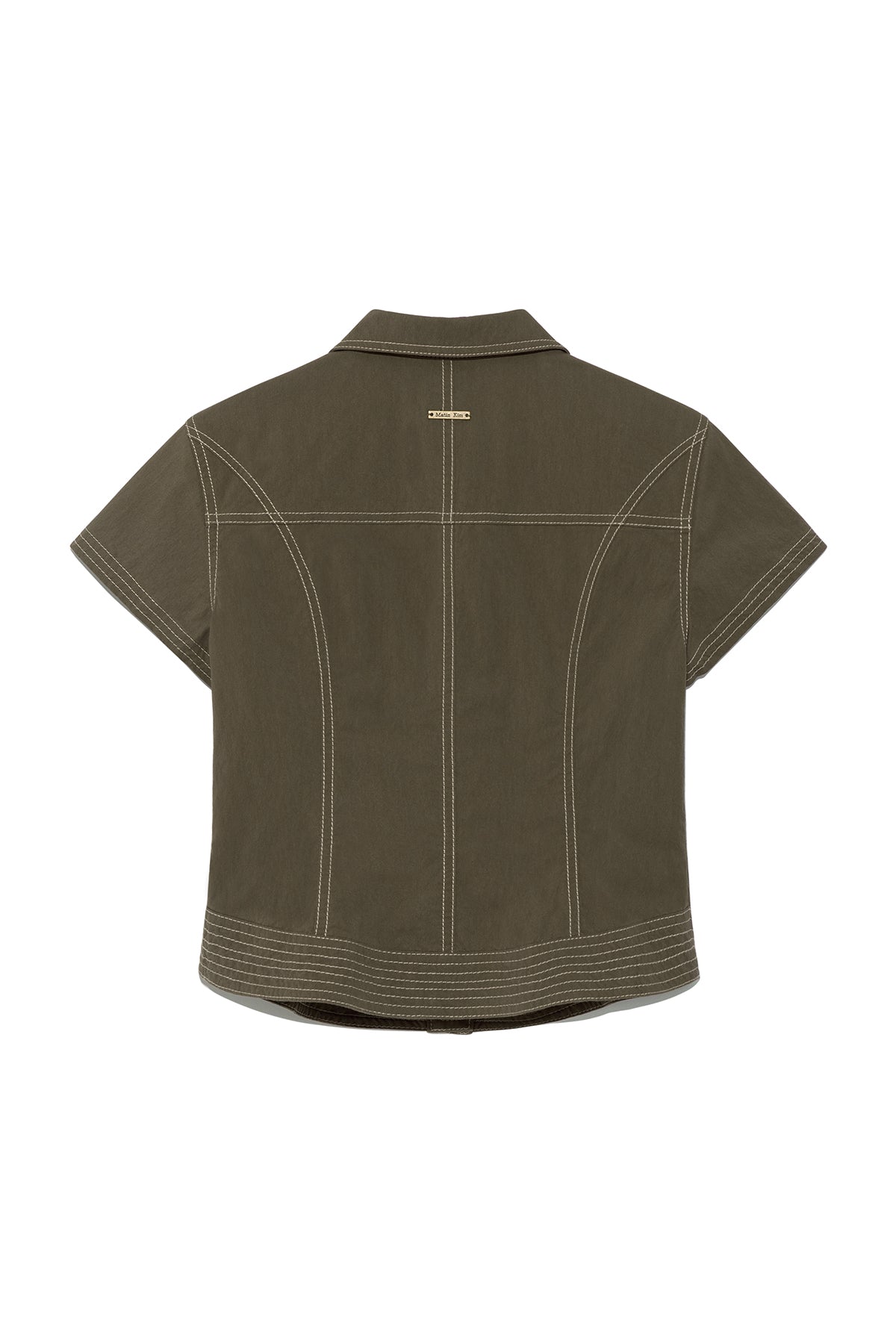 [matinkim] STITCH POINT SLIM SHIRKET IN KHAKI