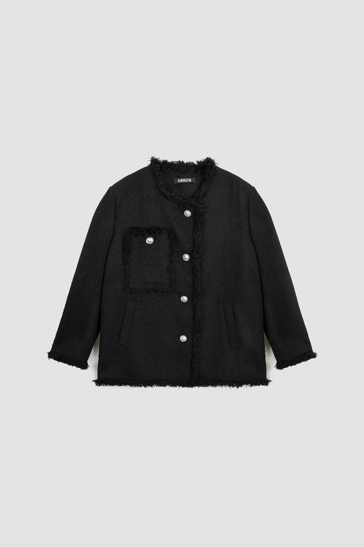 [matinkim] Patch Pocket Tweed Jacket IN Black