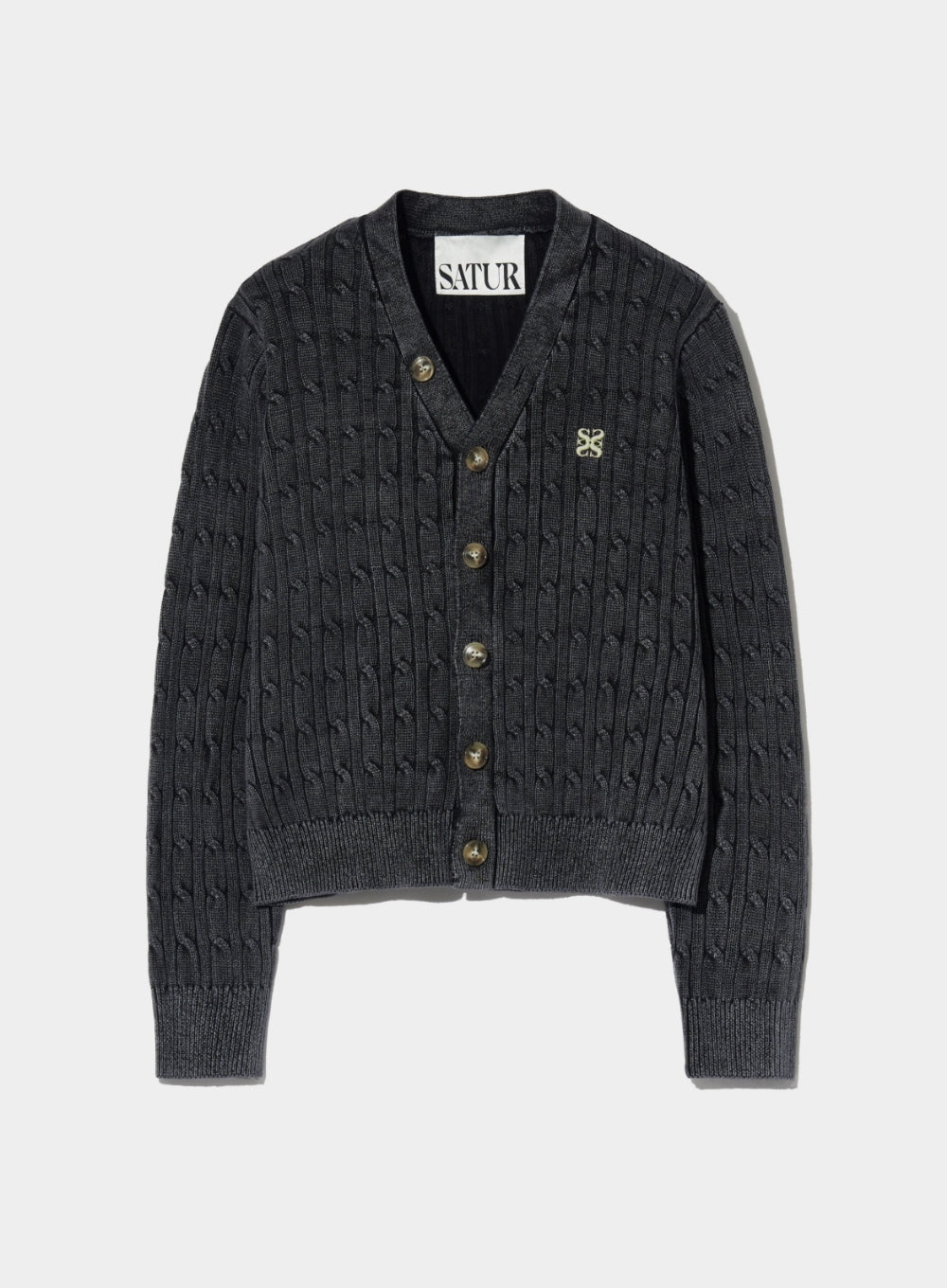 [satur] (W) Faro Over Size Cable Cardigan - Classic Black