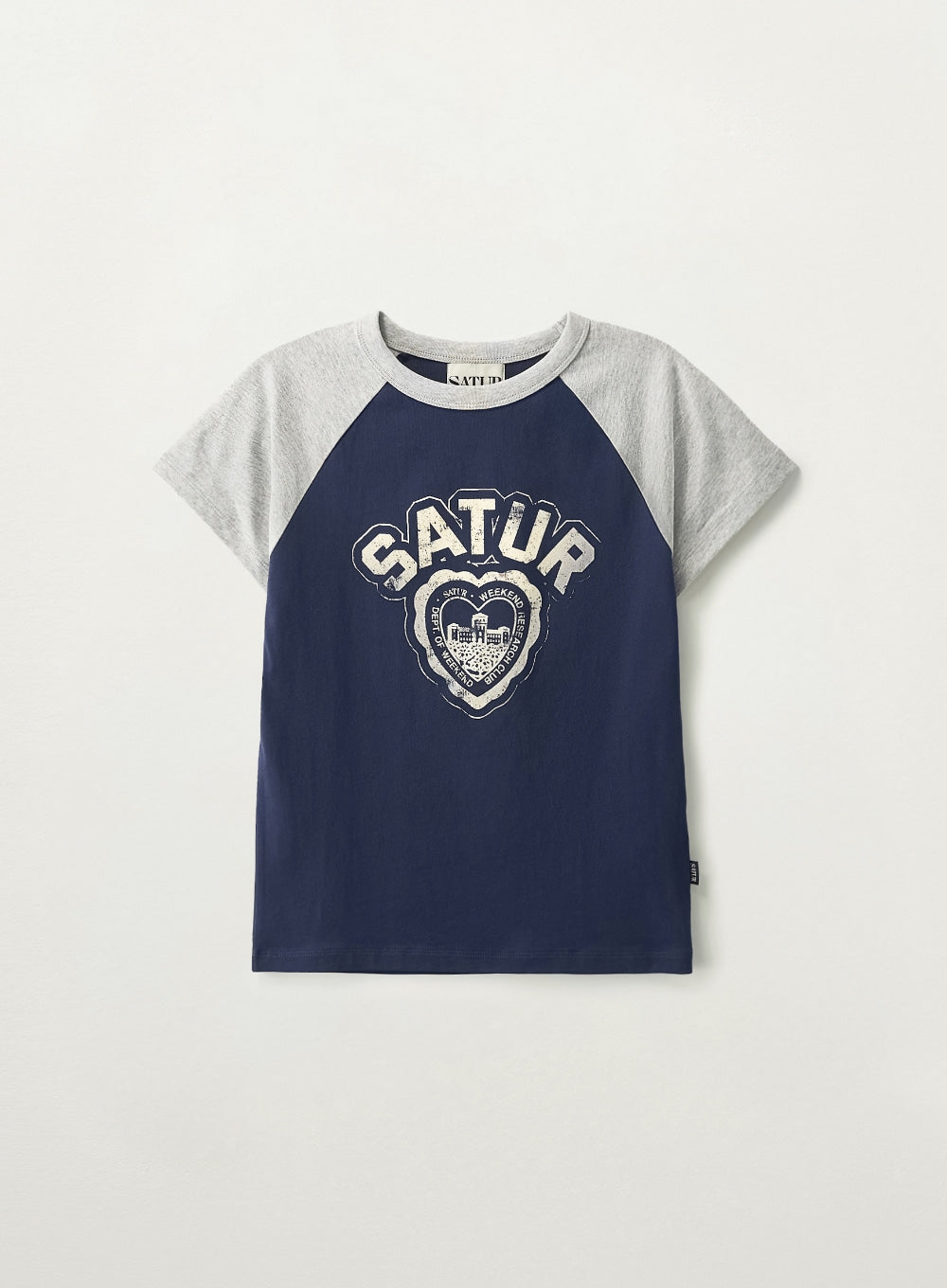 Satur (W) Heart Graphic Raglan T-Shirt - Navy