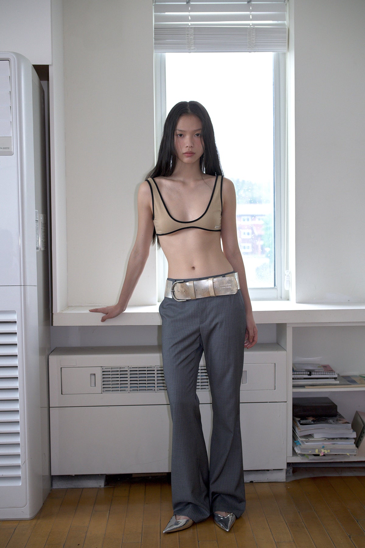 Overdueflair Curved Piping Bralette Beige