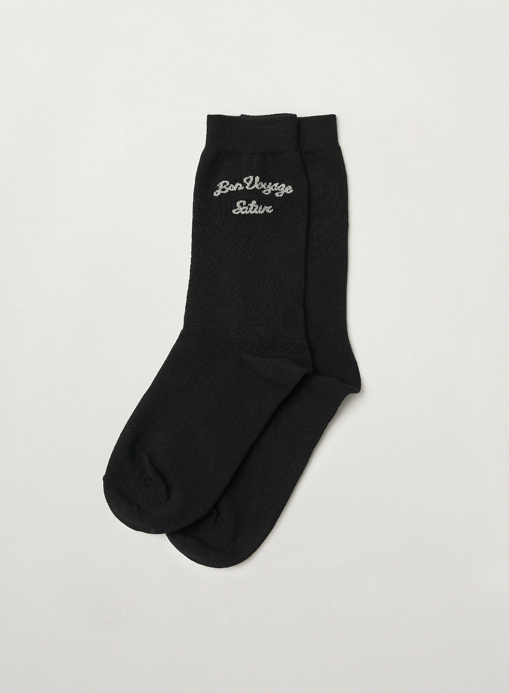 [satur] Bon Voyage Plain Socks - Black Cream